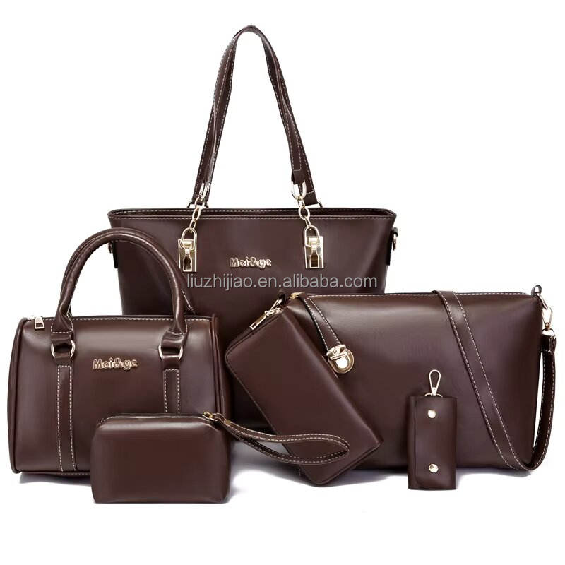 Large Capacity PU Retro Tote Handbag Set
