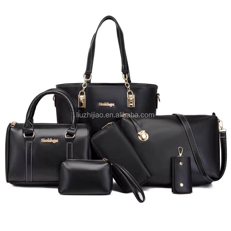 Large Capacity PU Retro Tote Handbag Set - Image 4