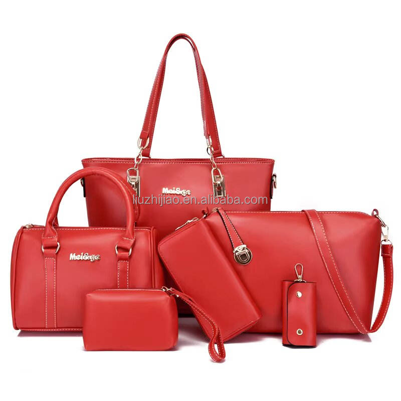 Large Capacity PU Retro Tote Handbag Set - Image 6