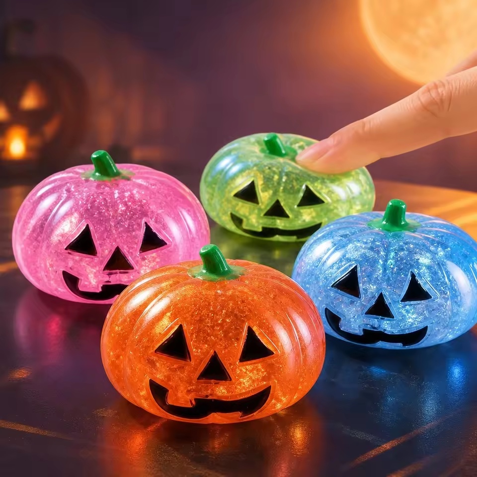 Halloween Glitter Pumpkin Slow-Rising Squishy Toy - Image 3