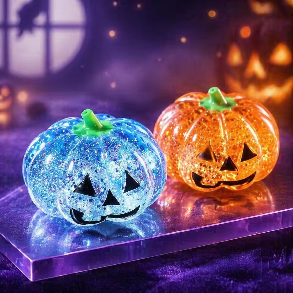 Halloween Glitter Pumpkin Slow-Rising Squishy Toy - Image 4