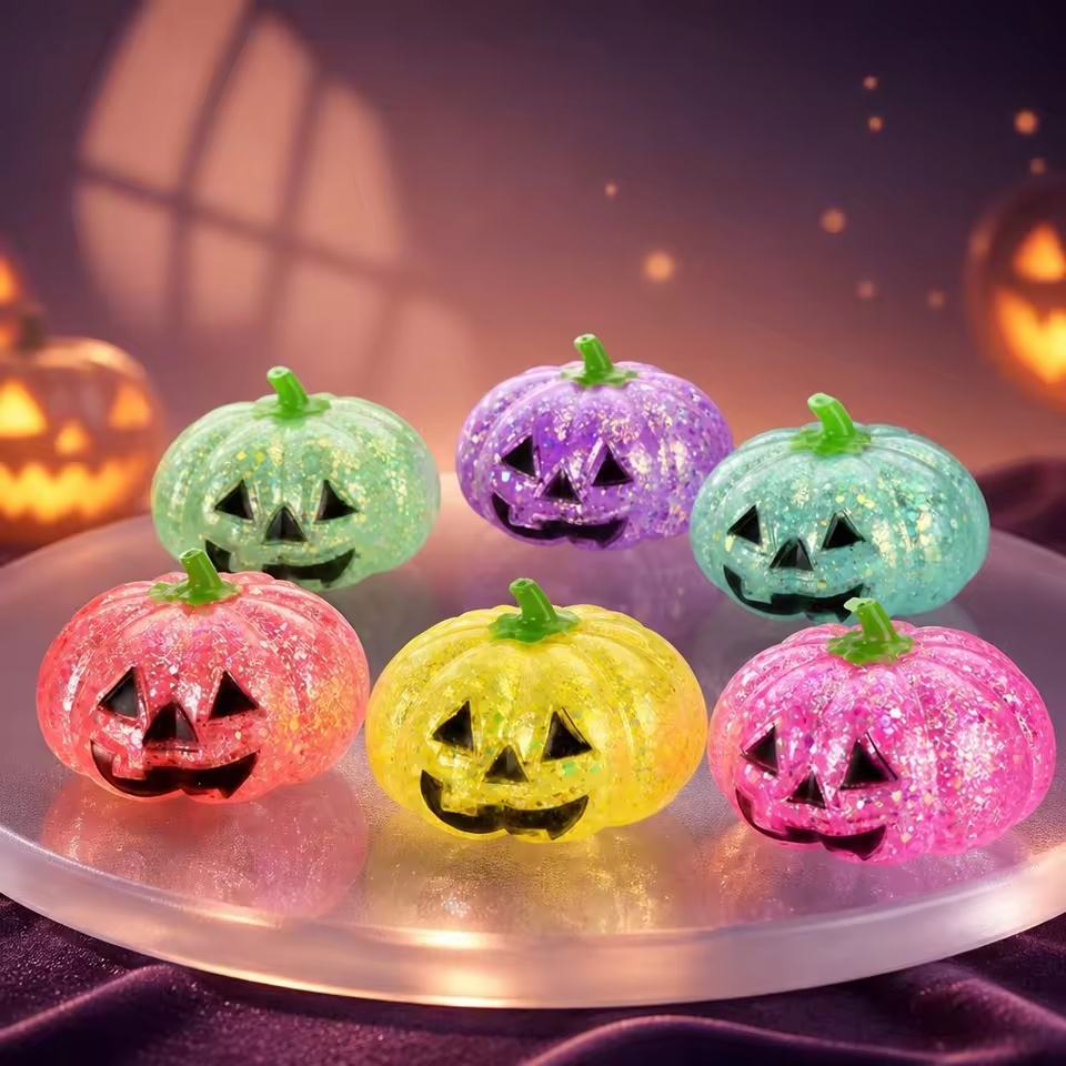 Halloween Glitter Pumpkin Slow-Rising Squishy Toy - Image 5