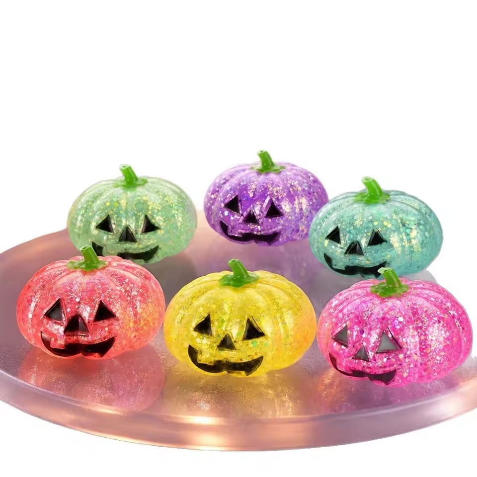 Halloween Glitter Pumpkin Slow-Rising Squishy Toy - Image 6