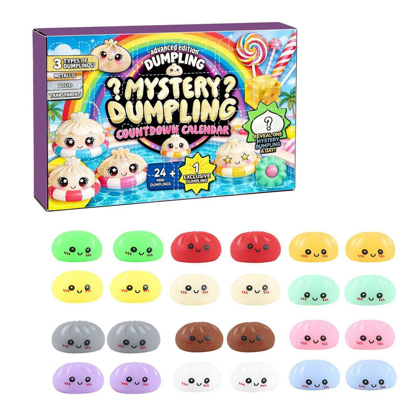 24PCS Mystery Dumpling Blind Box Advent Calendar Squishy Toy Set