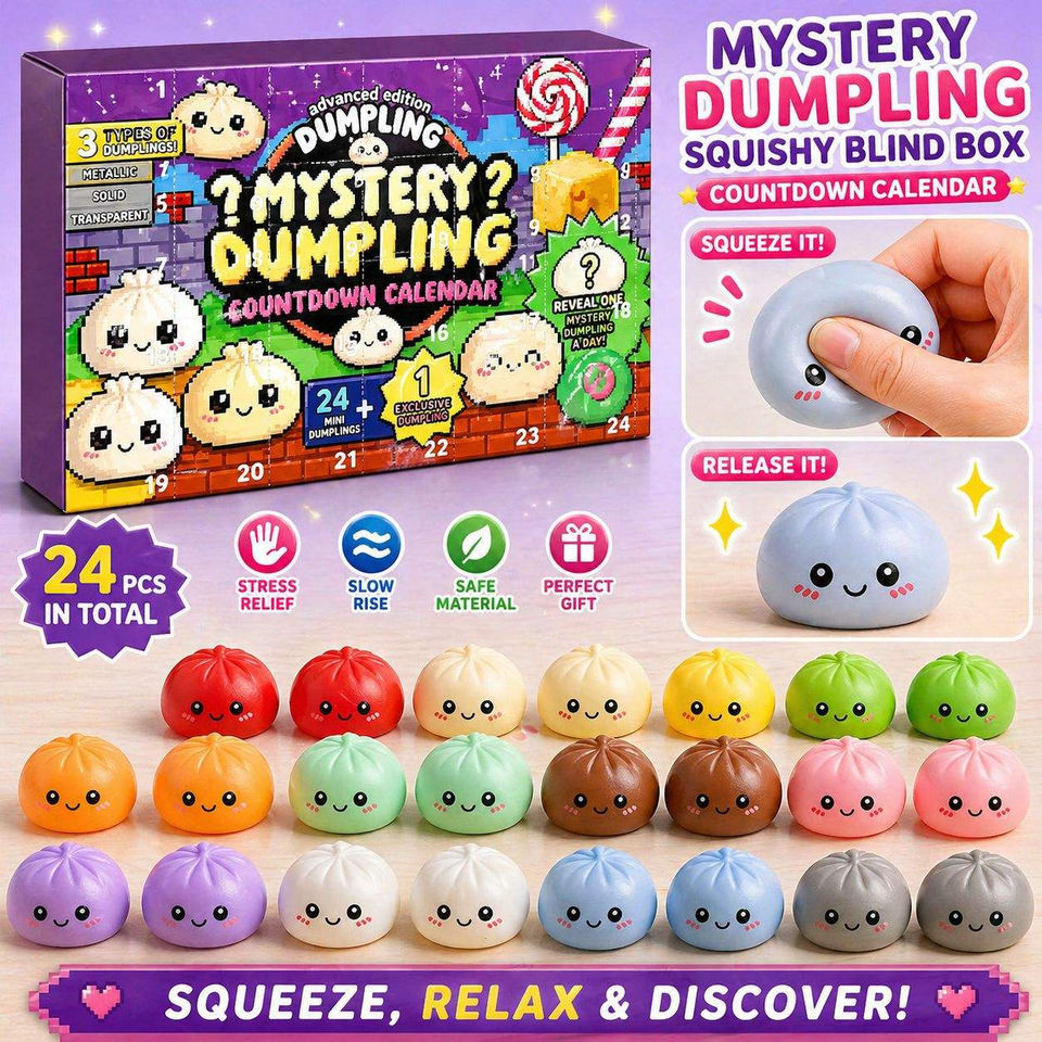 24PCS Mystery Dumpling Blind Box Advent Calendar Squishy Toy Set – wholesale product image
