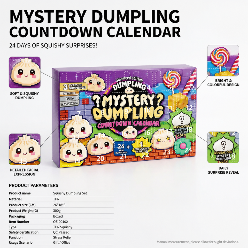 24PCS Mystery Dumpling Blind Box Advent Calendar Squishy Toy Set - Image 3