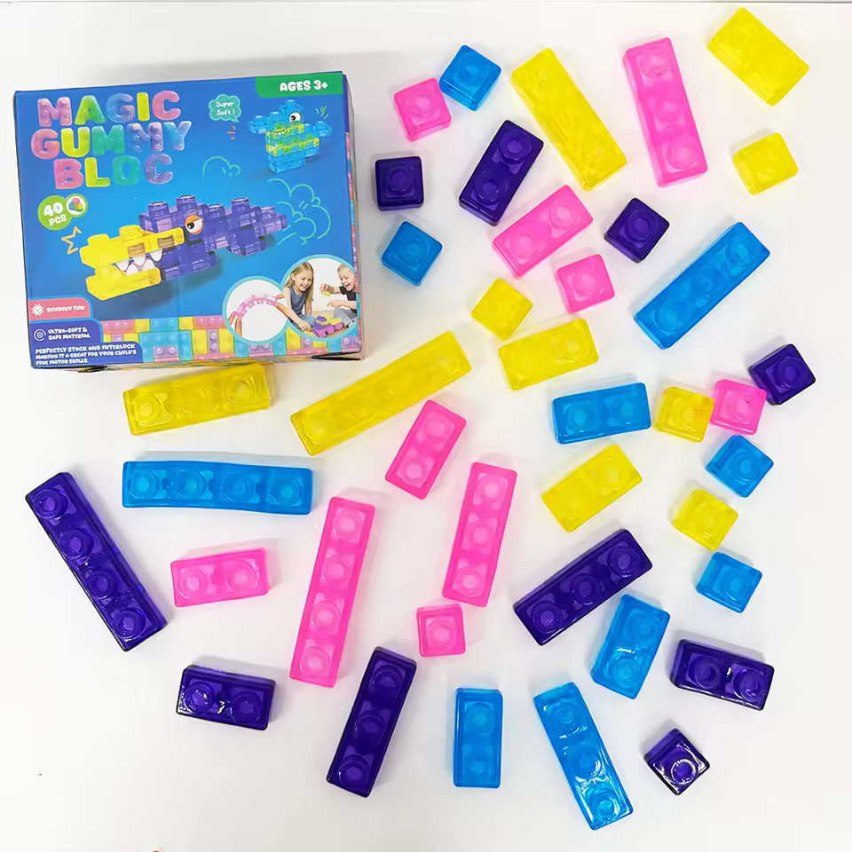 Soft Silicone Squishy Building Blocks Set | 40-Piece Sensory Toy - Image 4