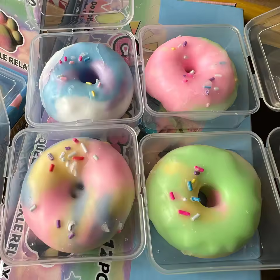 Crunchy Donut Squishy Toy | Macaron & Chocolate Fidget Collection – wholesale product image