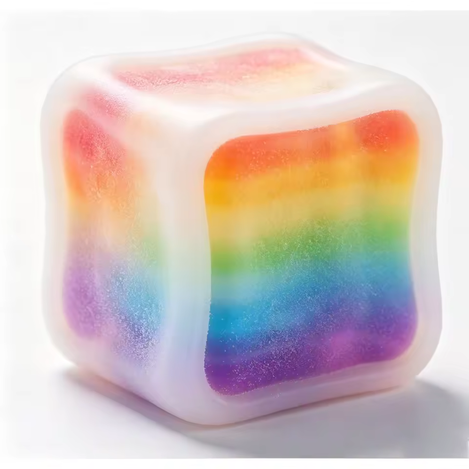 Rainbow Sugar Cube Squishy Toy | Crackable Wax Shell ASMR Fidget - Image 2