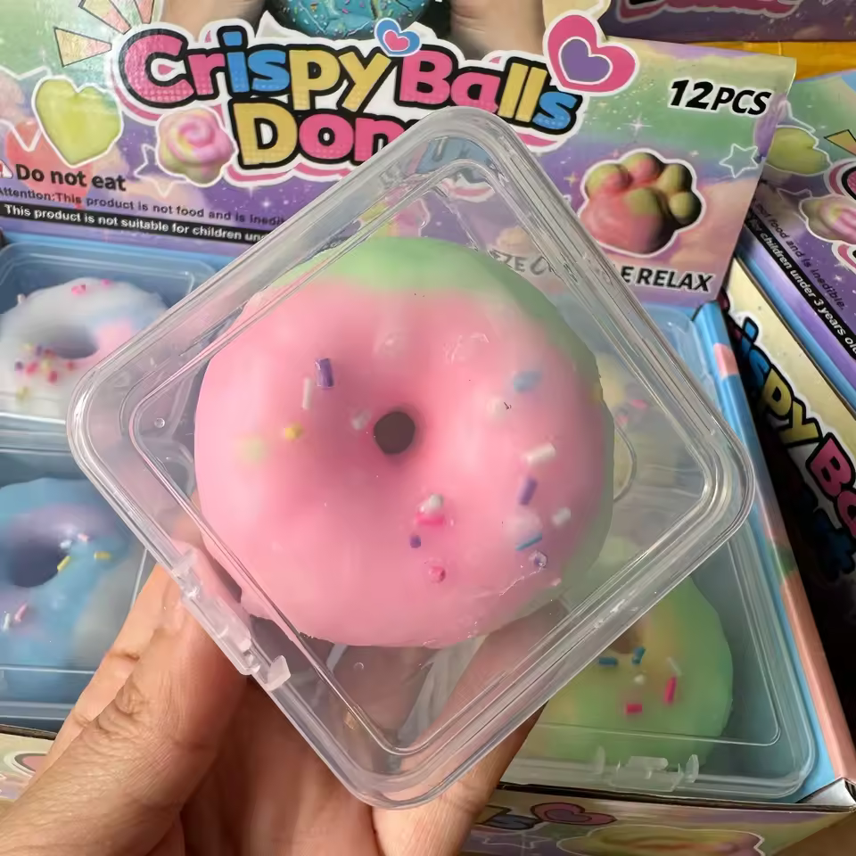 Crunchy Donut Squishy Toy | Macaron & Chocolate Fidget Collection - Image 3
