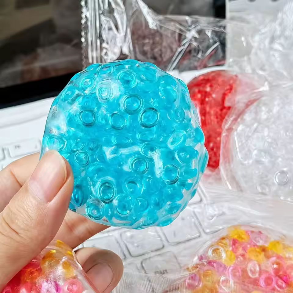 Colorful Ice Cube Crunchy Squishy Ball | Bead-Filled Sensory Fidget Toy - Image 3