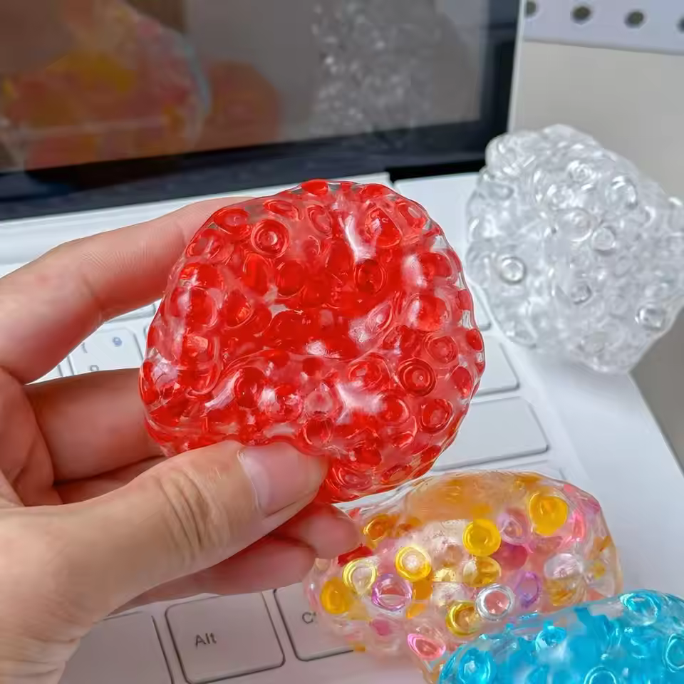 Colorful Ice Cube Crunchy Squishy Ball | Bead-Filled Sensory Fidget Toy - Image 4
