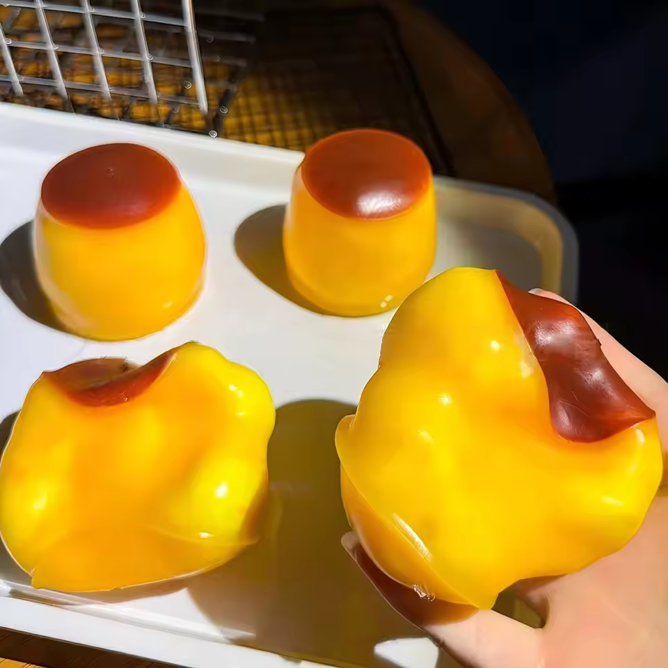 Caramel Pudding Crunchy Squishy Toy | TPR ASMR Stress Relief Fidget Toy - Image 5