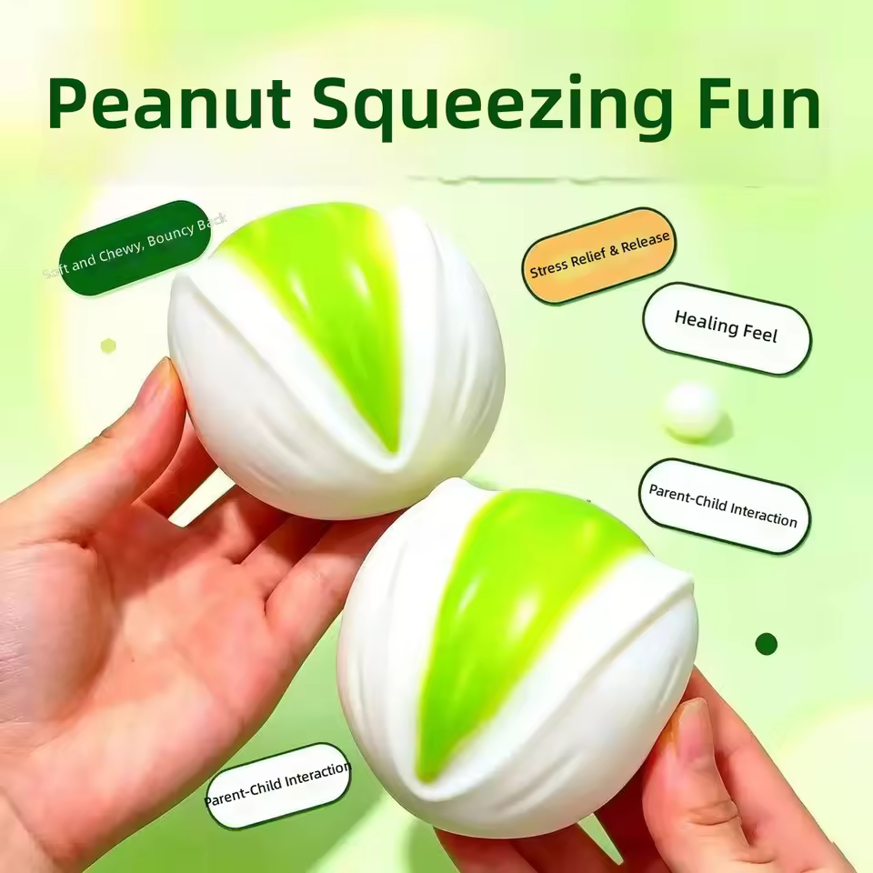 Pistachio Crunchy Squishy Ball | Handmade Rubber Stress Relief Toy - Image 4