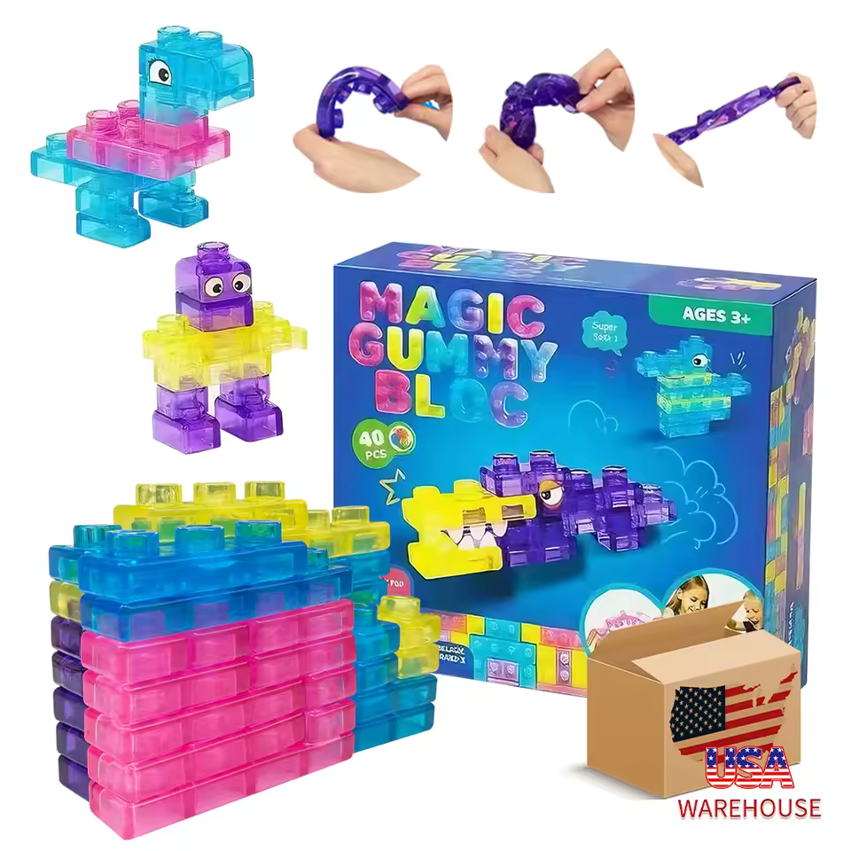 Soft Silicone Squishy Building Blocks Set | 40-Piece Sensory Toy